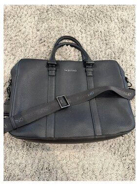 Mario Valentino Black Leather Briefcase / Work Bag